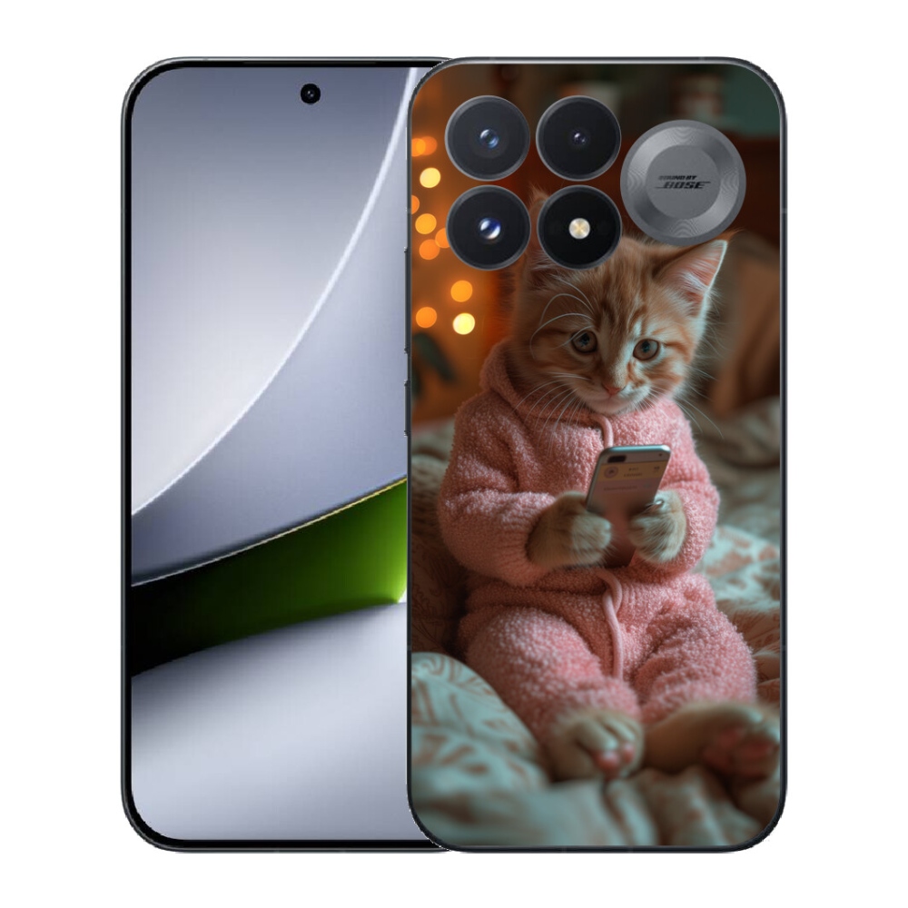 Gélový kryt mmCase na Xiaomi Poco F9 Pro 5G - mačiatko s mobilom