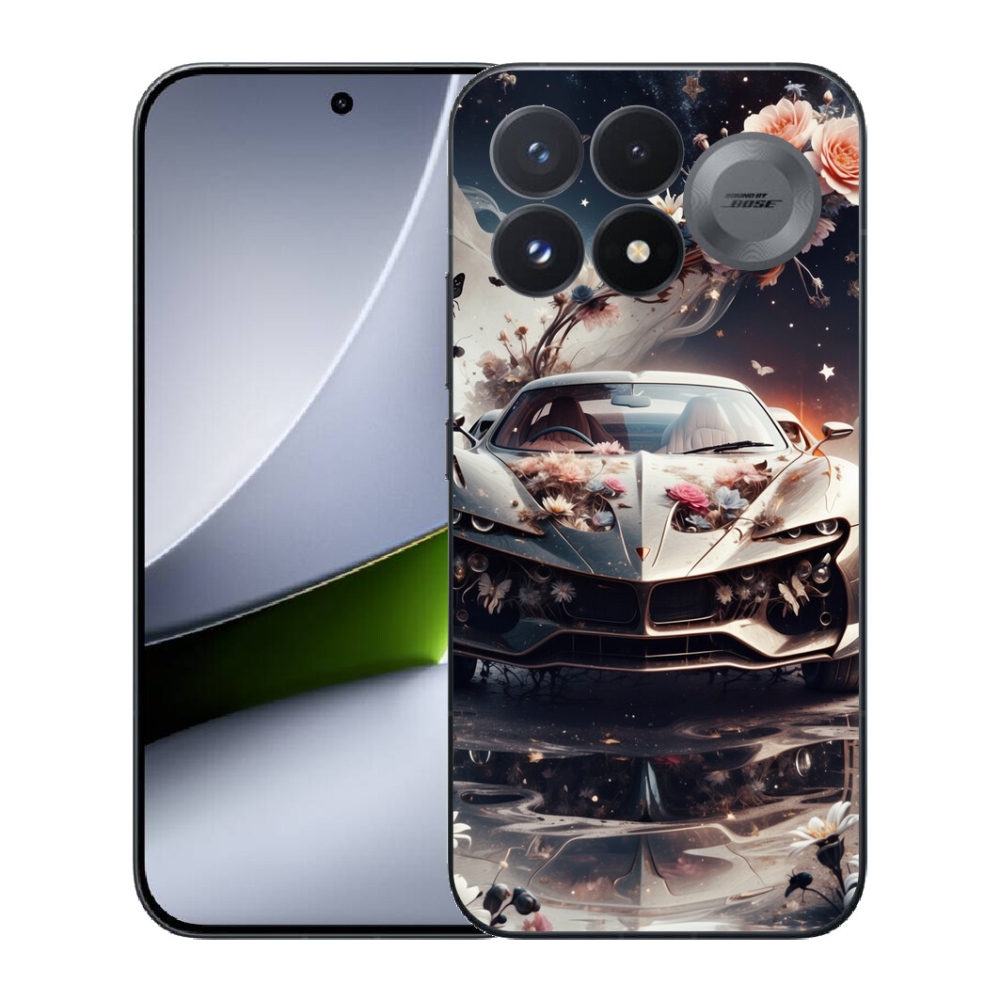 Gélový kryt mmCase na Xiaomi Poco F9 Pro 5G - kvetinový športový automobil