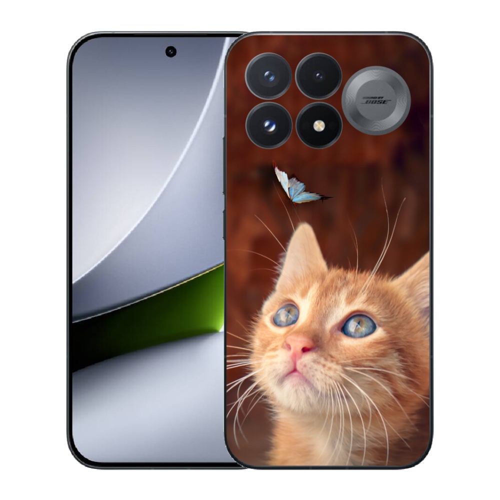 Gélový kryt mmCase na Xiaomi Poco F9 Pro 5G - motýľ a mačiatko