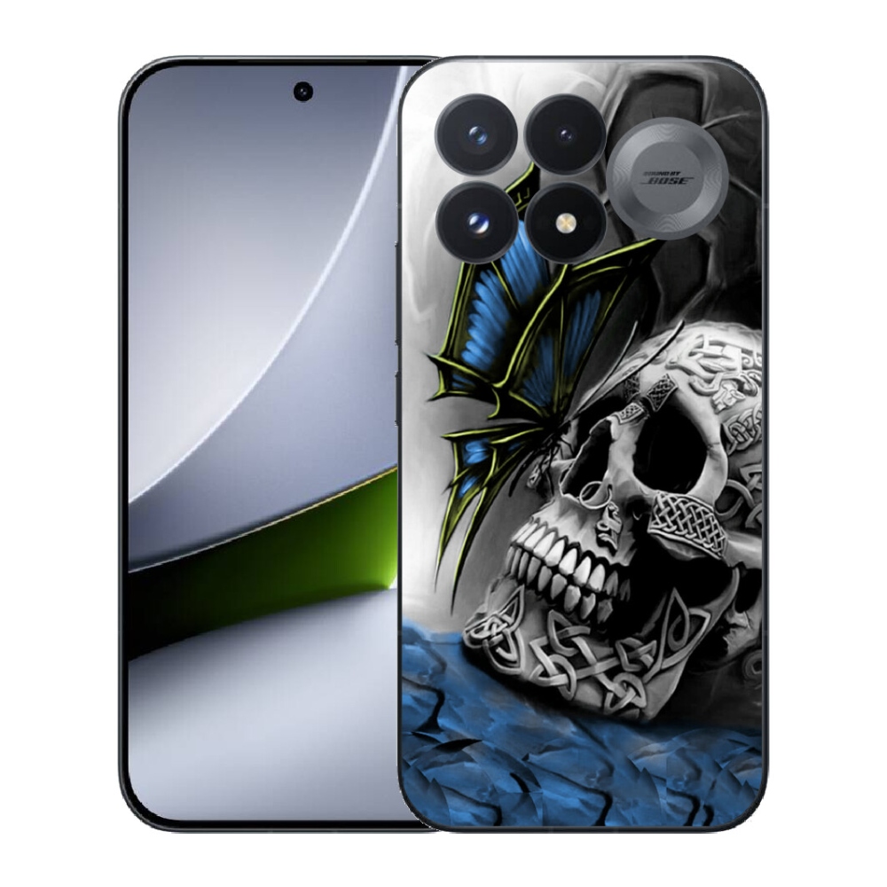 Gélový kryt mmCase na Xiaomi Poco F9 Pro 5G - motýľ a lebka