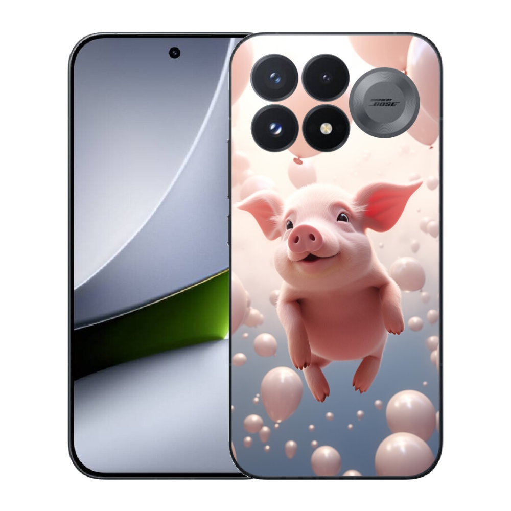Gélový kryt mmCase na Xiaomi Poco F9 Pro 5G - prasiatko s balónikmi