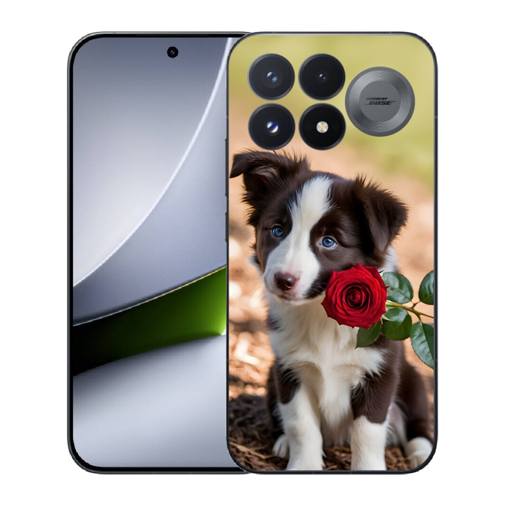 Gélový kryt mmCase na Xiaomi Poco F9 Pro 5G - roztomilá border kólia s ružou