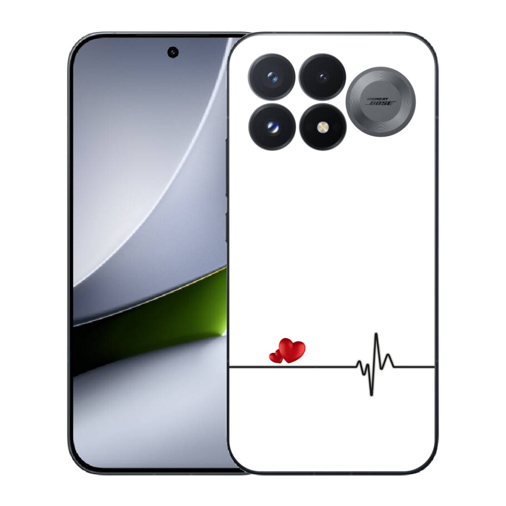 Gélový kryt mmCase na Xiaomi Poco F9 Pro 5G - srdce a tep biele pozadie