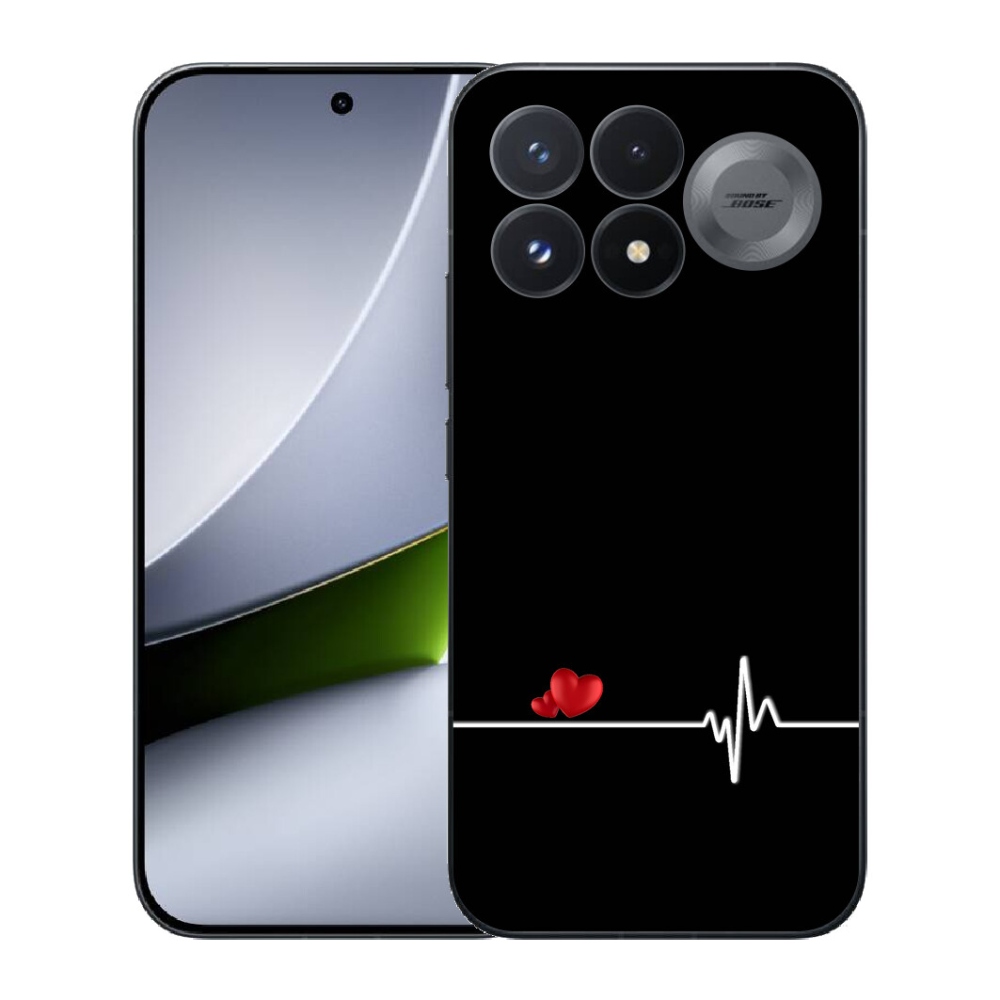 Gélový kryt mmCase na Xiaomi Poco F9 Pro 5G - srdce a tep čierne pozadie