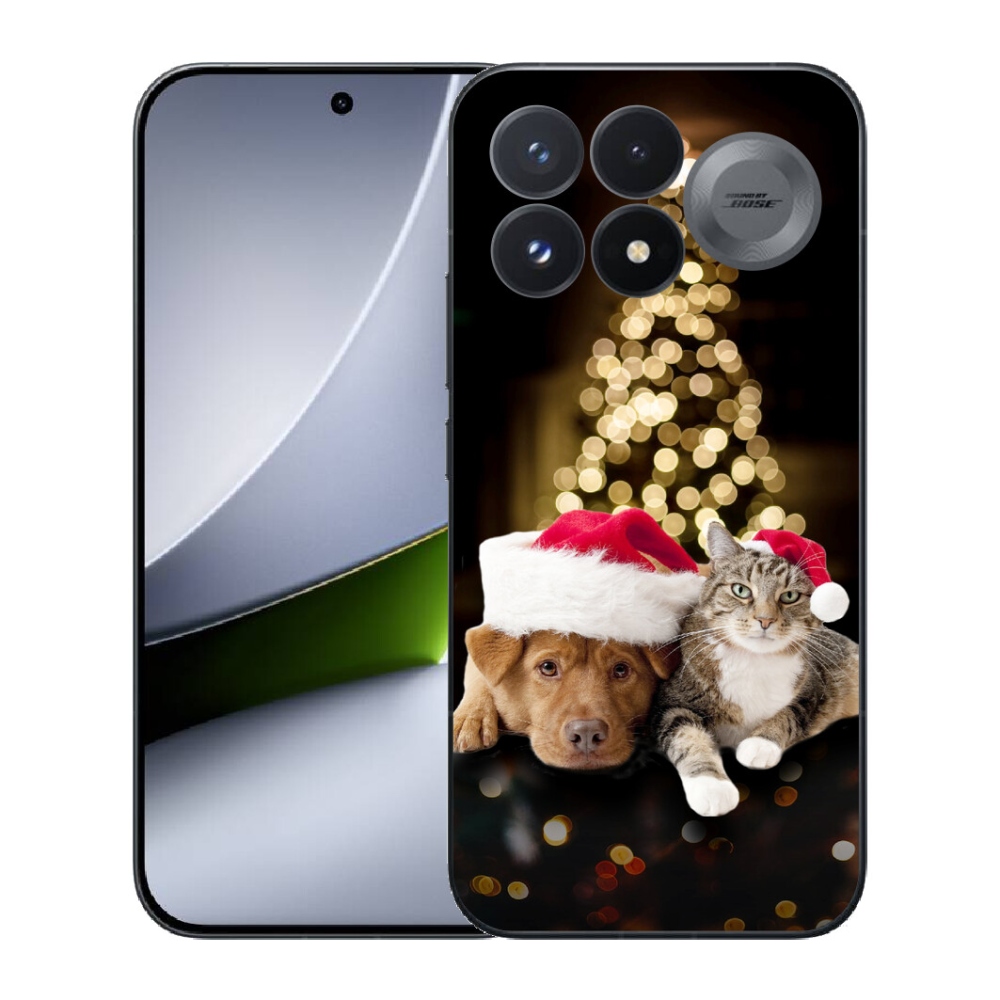 Gélový kryt mmCase na Xiaomi Poco F9 Pro 5G - vianočný pes a mačka