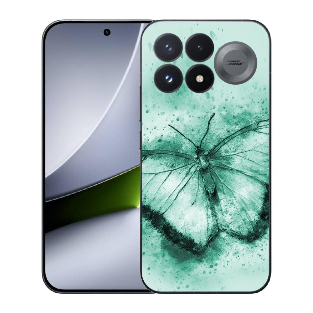 Gélový kryt mmCase na Xiaomi Poco F9 Pro 5G - zelený motýľ