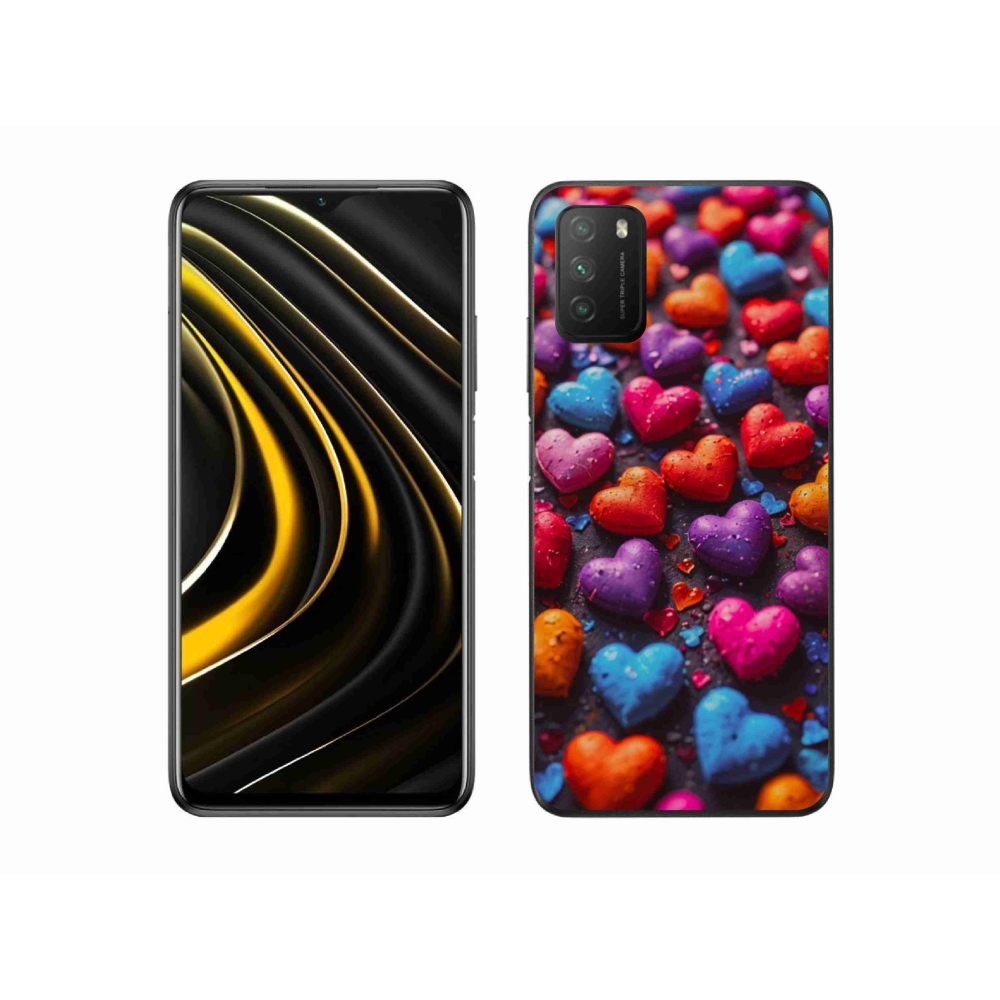 Gélový kryt mmCase na Xiaomi Poco M3 - farebné srdcia
