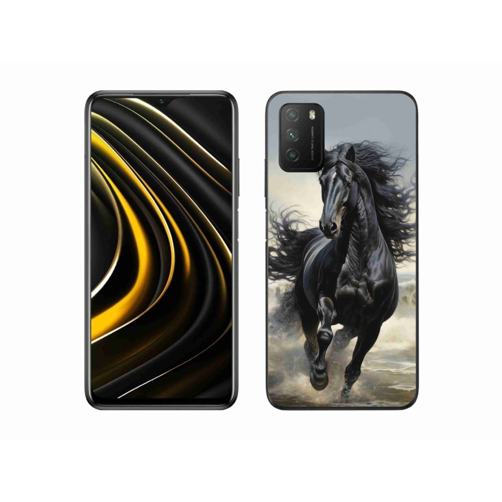 Gélový kryt mmCase na Xiaomi Poco M3 - bežiaci čierny kôň