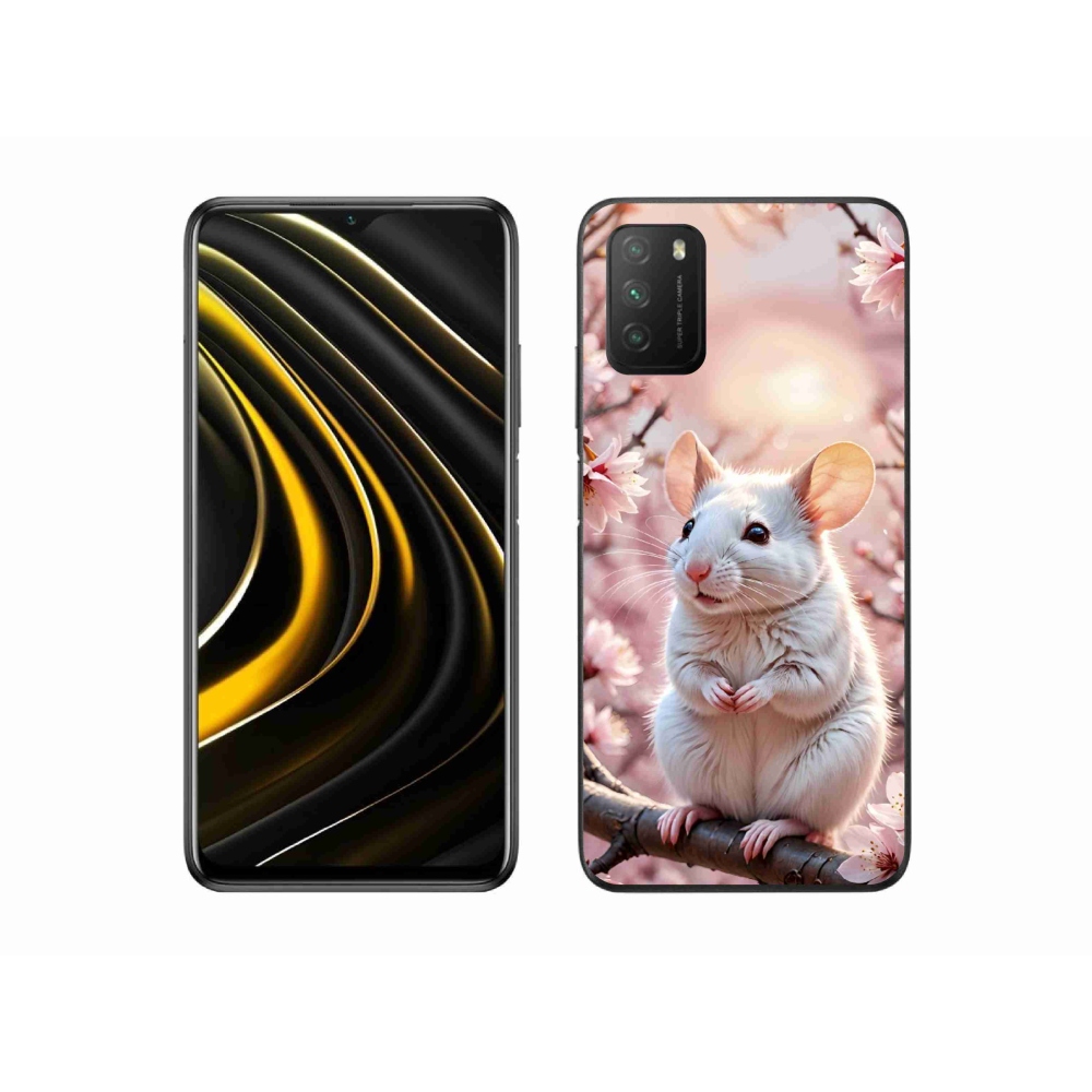 Gélový kryt mmCase na Xiaomi Poco M3 - biela myš na vetve