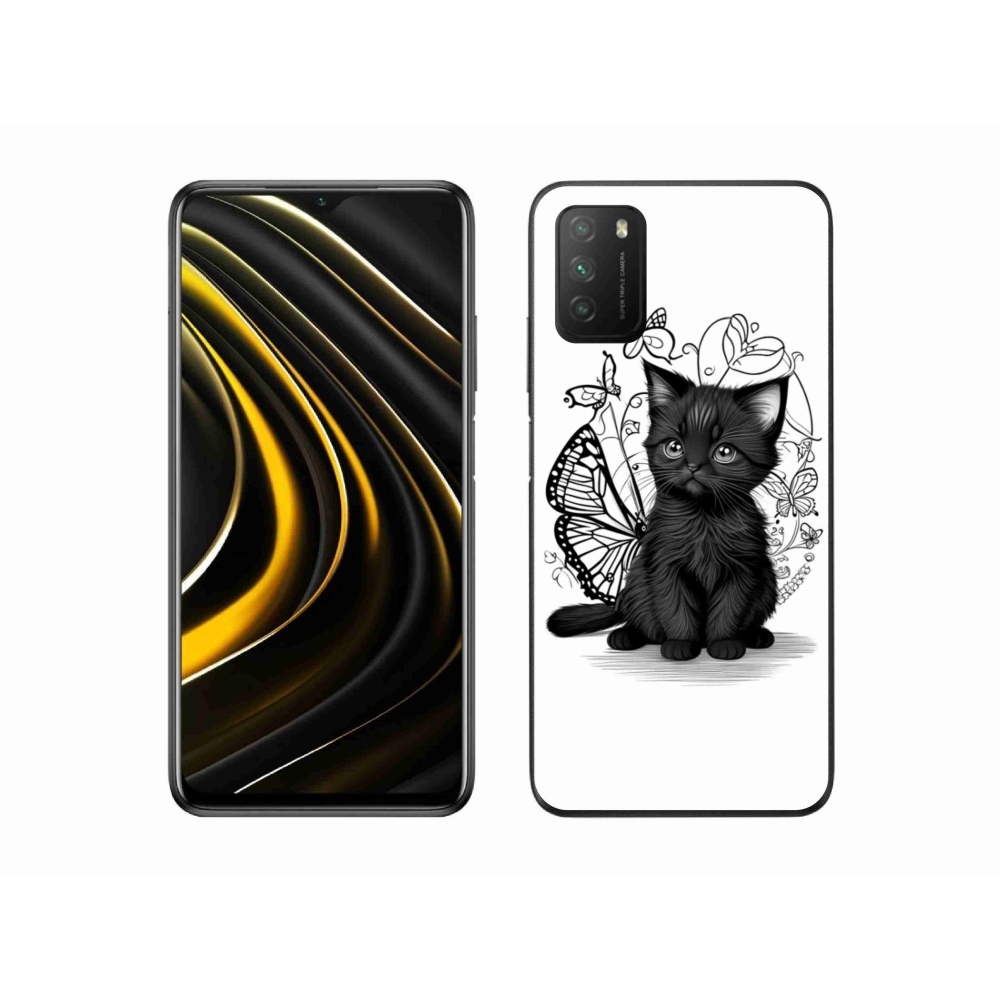Gélový kryt mmCase na Xiaomi Poco M3 - čierne mačiatko