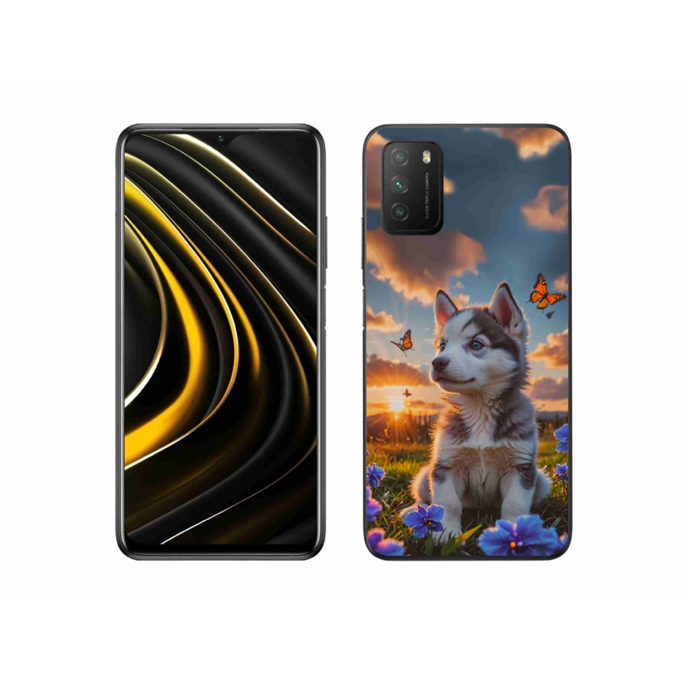 Gélový kryt mmCase na Xiaomi Poco M3 - husky pri západe slnka