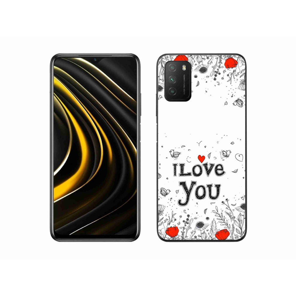 Gélový kryt mmCase na Xiaomi Poco M3 - I love you biele pozadie