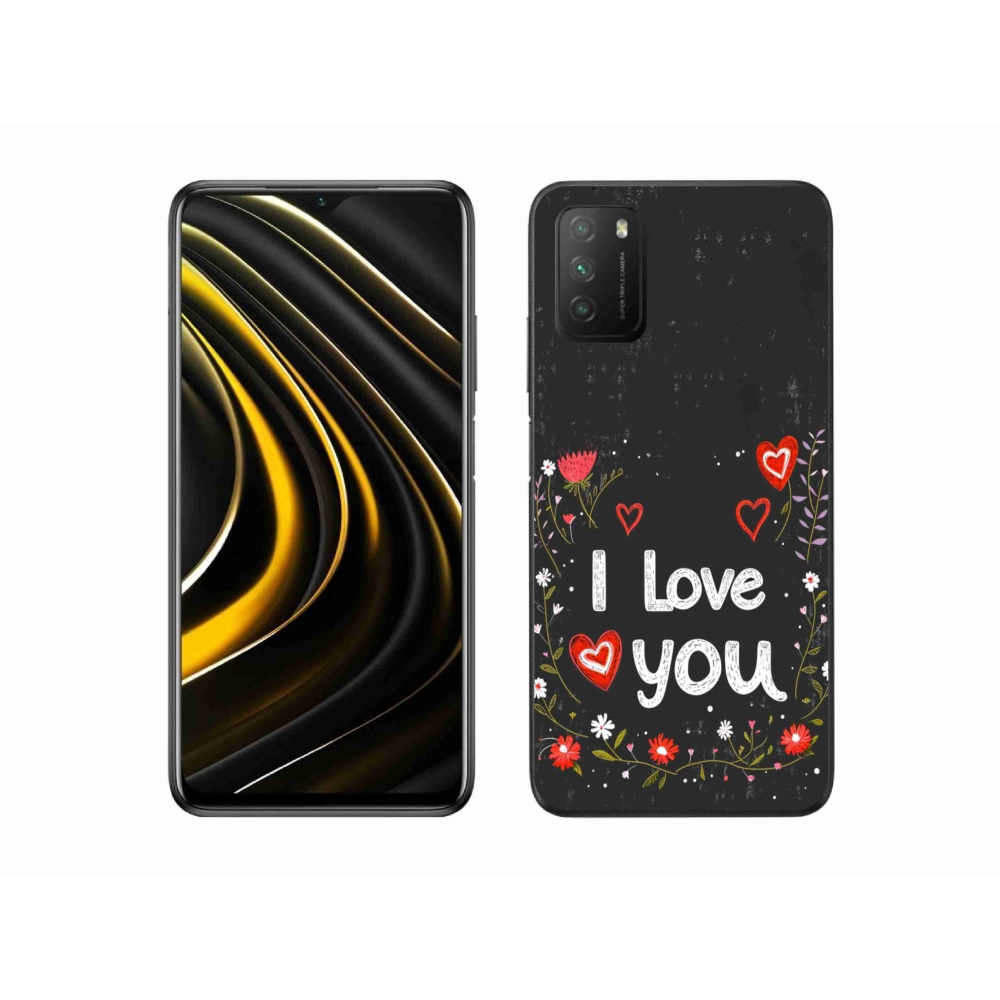 Gélový kryt mmCase na Xiaomi Poco M3 - I love you čierne pozadie