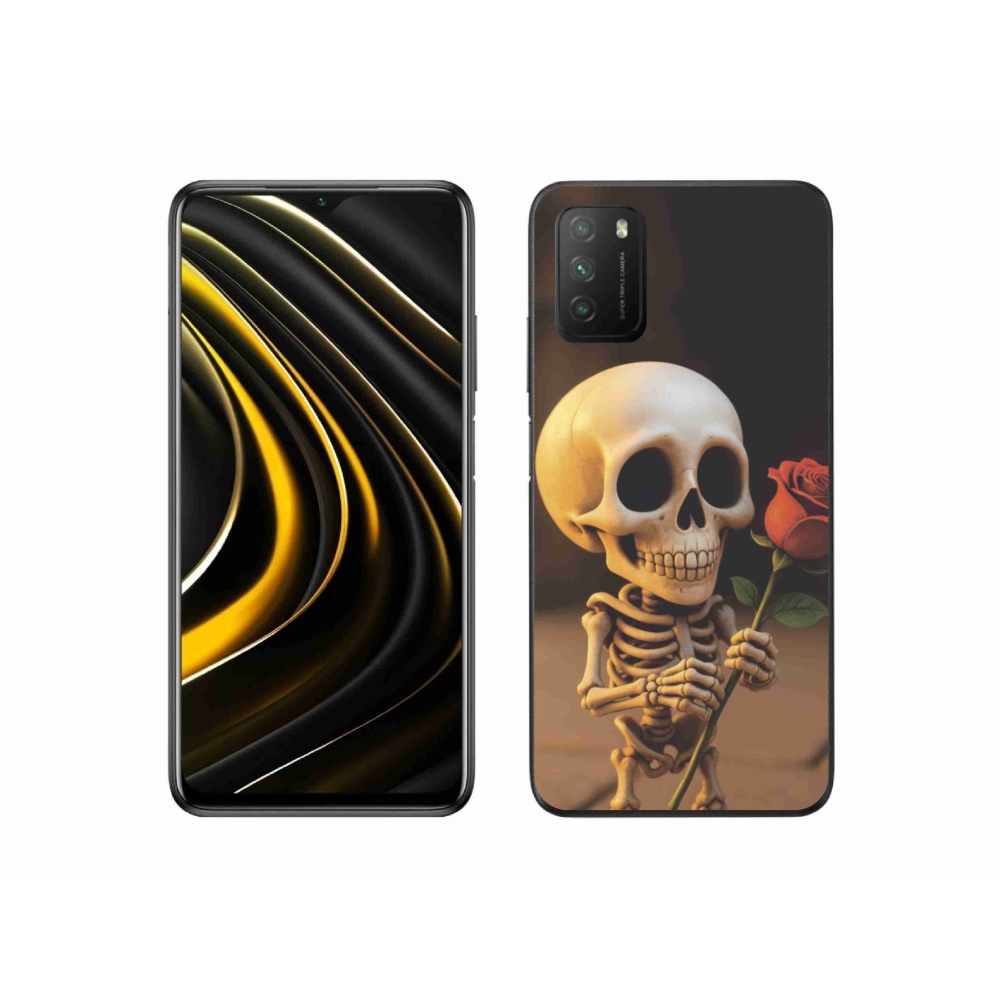 Gélový kryt mmCase na Xiaomi Poco M3 - kostlivec s ružou