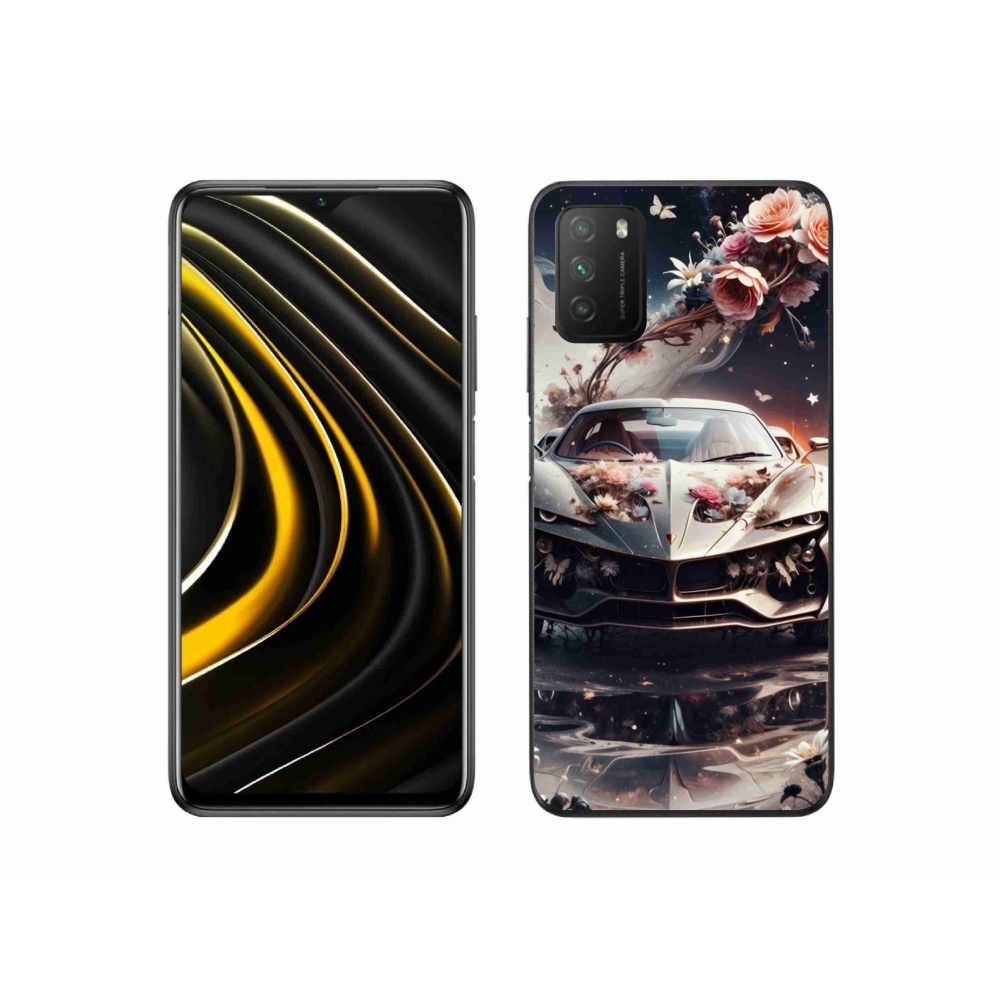 Gélový kryt mmCase na Xiaomi Poco M3 - kvetinový športový automobil