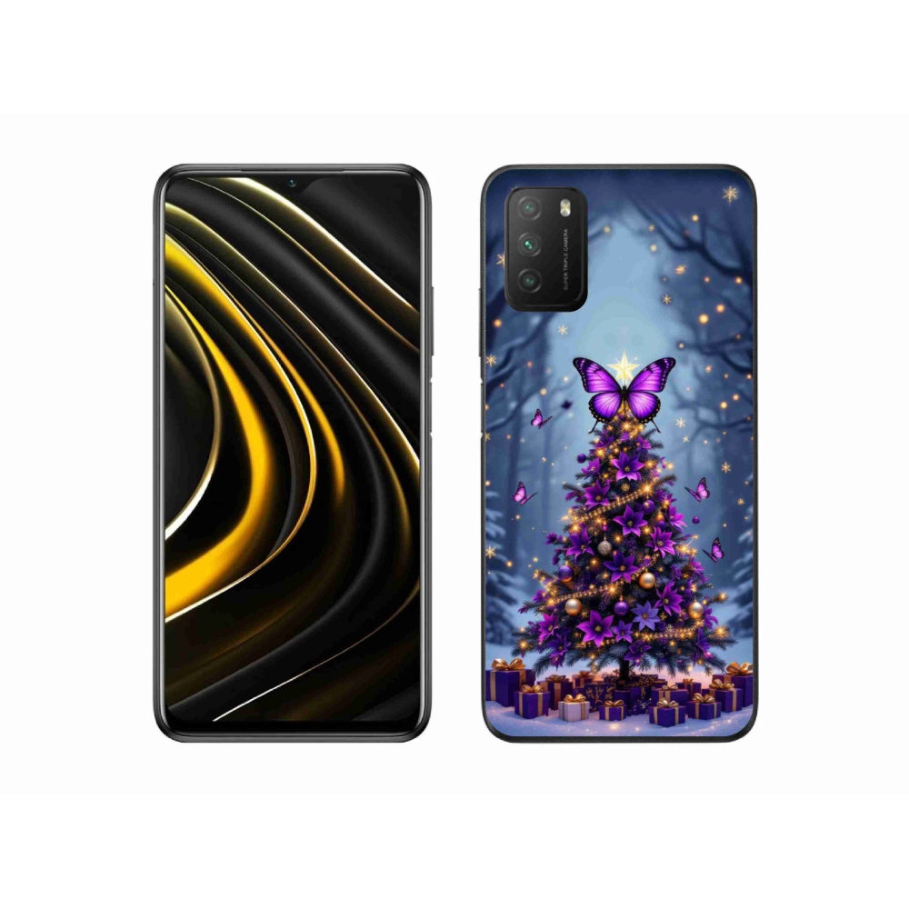 Gélový kryt mmCase na Xiaomi Poco M3 - motýlí vianočný stromček