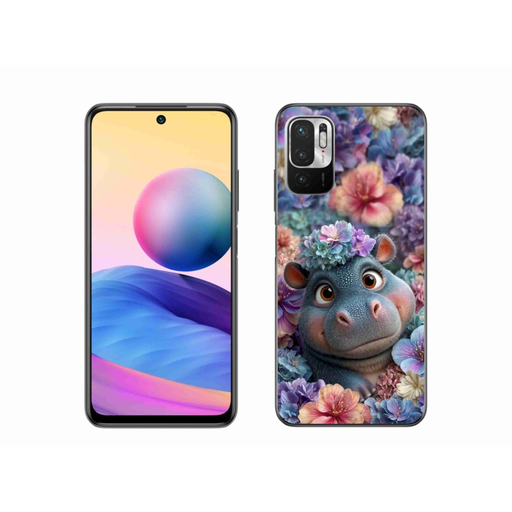 Gélový kryt mmCase na Xiaomi Poco M3 Pro - hrošík v kvetoch