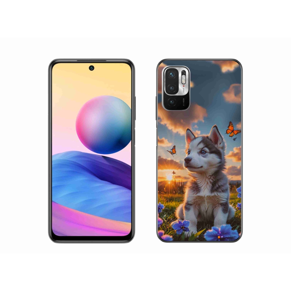 Gélový kryt mmCase na Xiaomi Poco M3 Pro - husky pri západe slnka