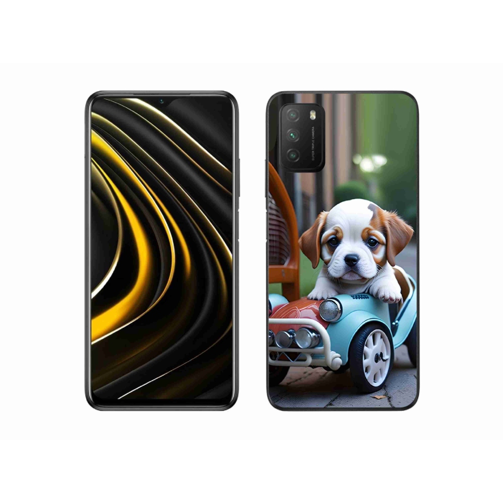 Gélový kryt mmCase na Xiaomi Poco M3 - šteňa v retro aute