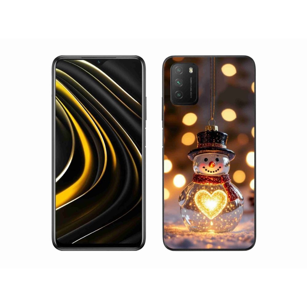 Gélový kryt mmCase na Xiaomi Poco M3 - svietiaci vianočný snehuliak