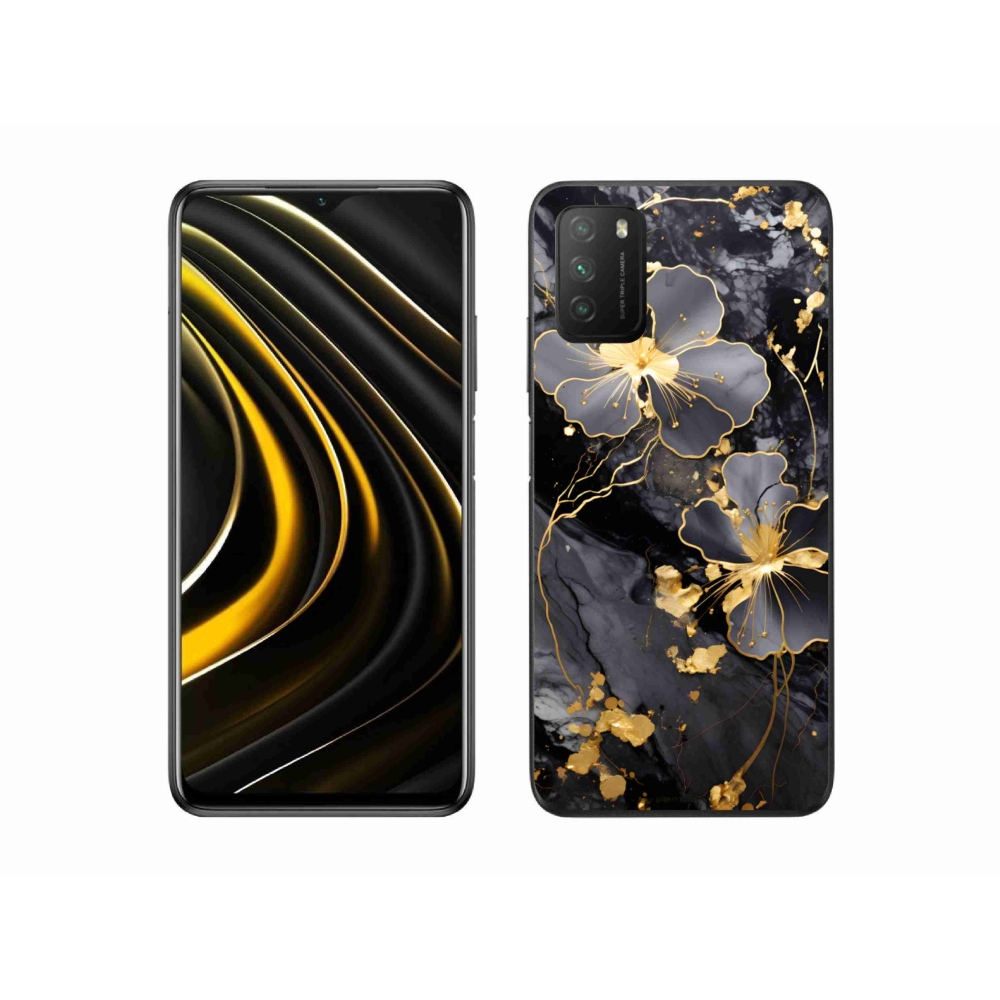 Gélový kryt mmCase na Xiaomi Poco M3 - zlaté kvety