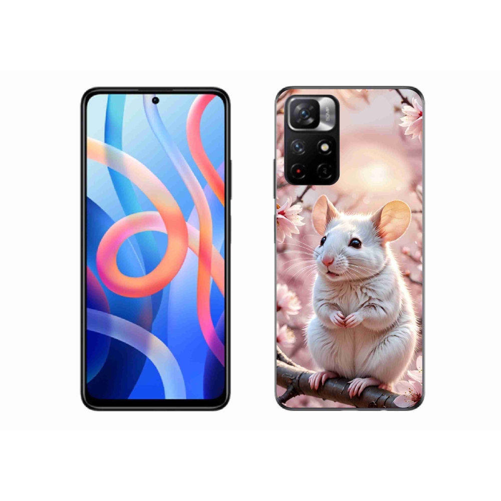 Gélový kryt mmCase na Xiaomi Poco M4 Pro 5G - biela myš na vetve