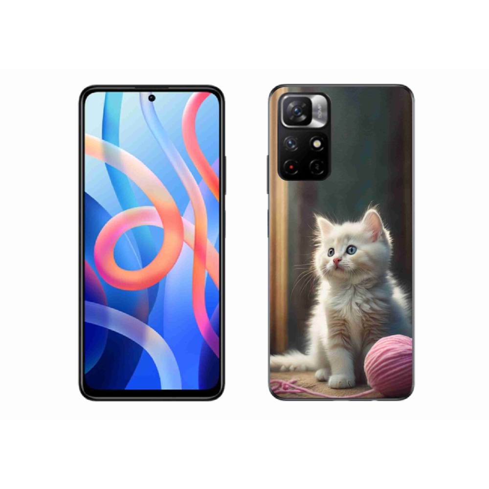 Gélový kryt mmCase na Xiaomi Poco M4 Pro 5G - biele mačiatko 2