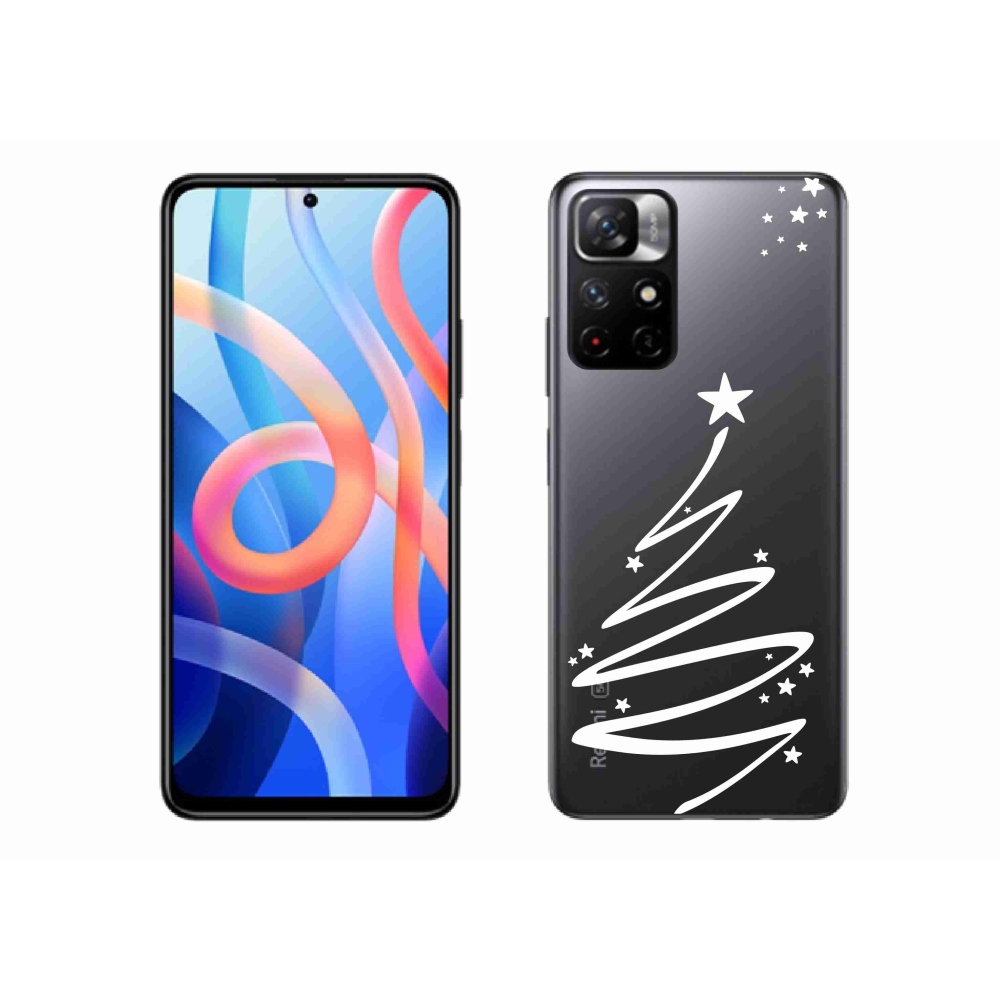 Gélový kryt mmCase na Xiaomi Poco M4 Pro 5G - biely stromček na priehľadnom pozadí