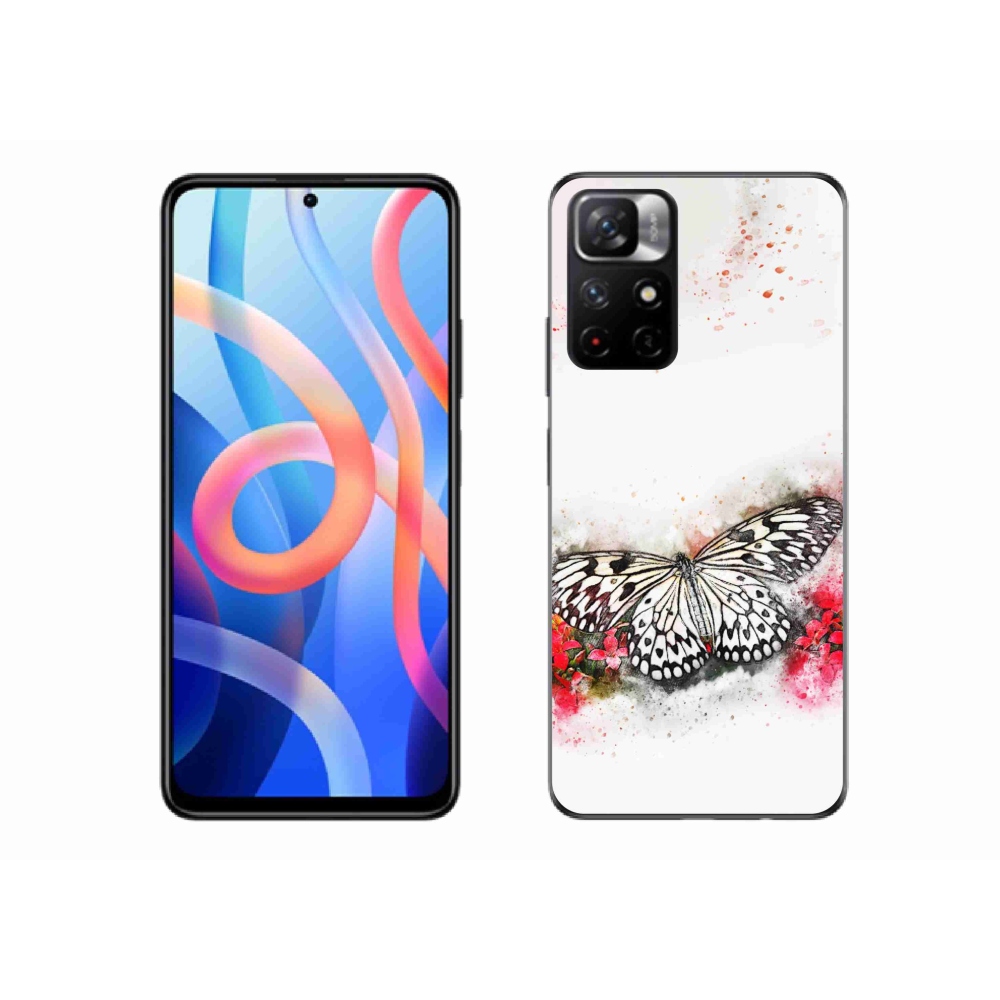 Gélový kryt mmCase na Xiaomi Poco M4 Pro 5G - čiernobiely motýľ