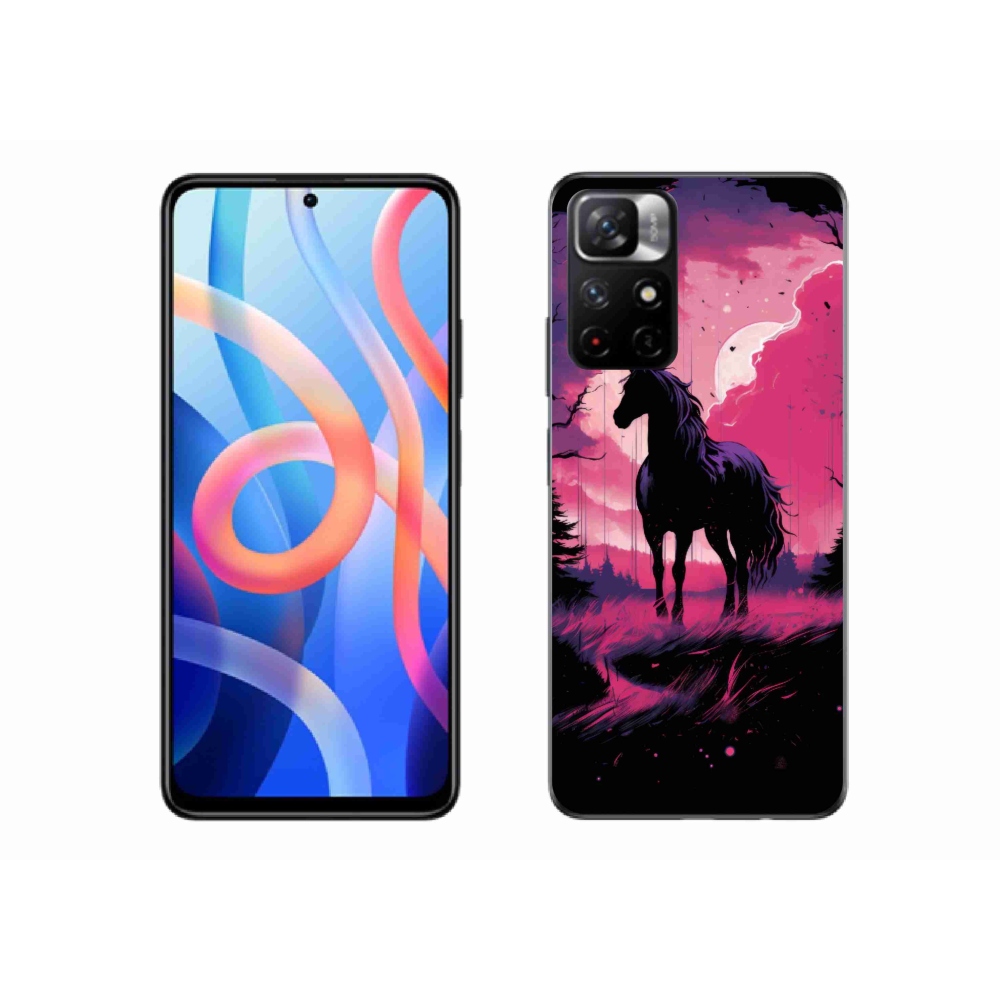 Gélový kryt mmCase na Xiaomi Poco M4 Pro 5G - čierny kreslený kôň 1