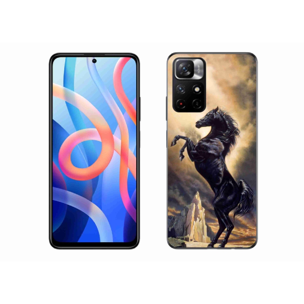 Gélový kryt mmCase na Xiaomi Poco M4 Pro 5G - čierny kreslený kôň