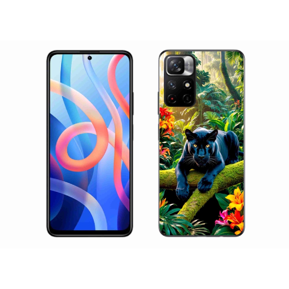 Gélový kryt mmCase na Xiaomi Poco M4 Pro 5G - čierny panter v džungli