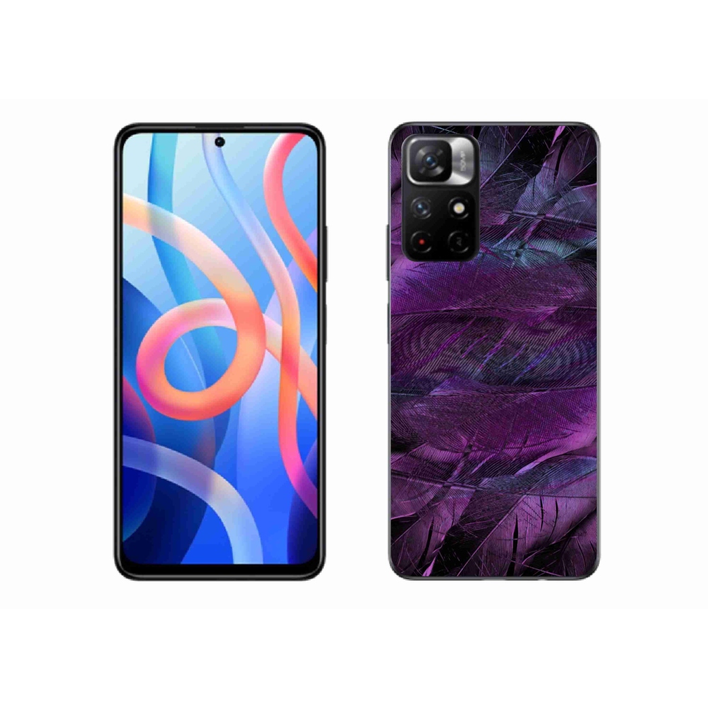 Gélový kryt mmCase na Xiaomi Poco M4 Pro 5G - fialové pierka