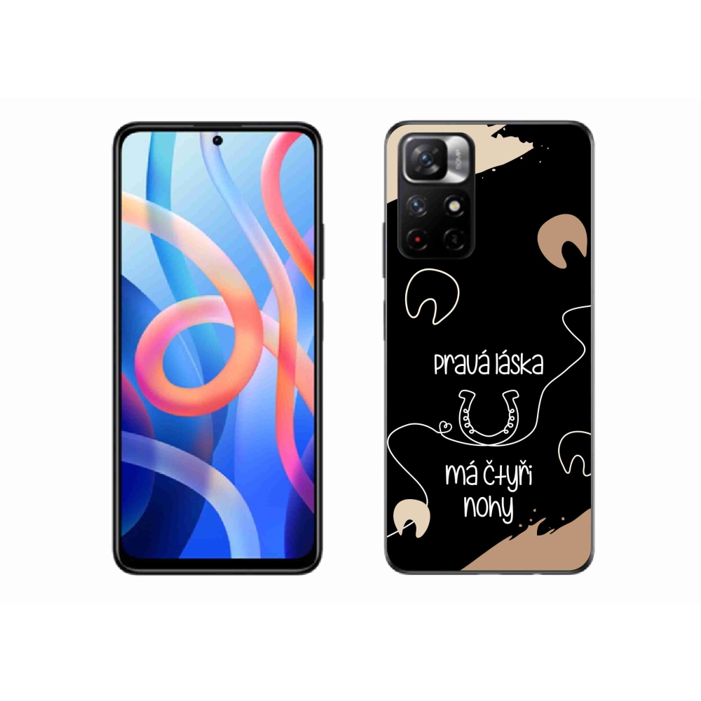Gélový kryt mmCase na Xiaomi Poco M4 Pro 5G - konský motív čierne pozadie