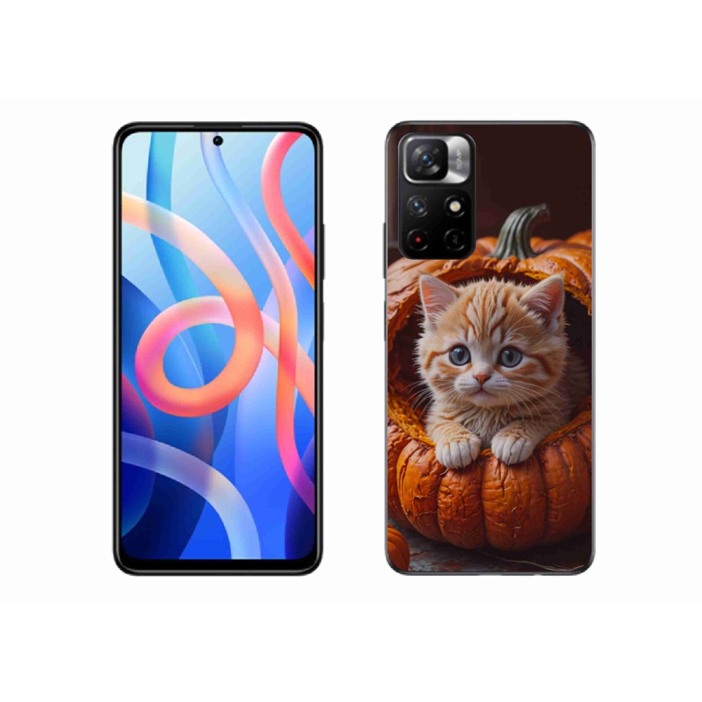 Gélový kryt mmCase na Xiaomi Poco M4 Pro 5G - mačiatko a tekvica 2