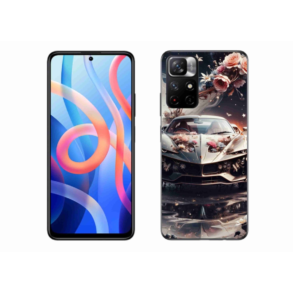 Gélový kryt mmCase na Xiaomi Poco M4 Pro 5G - kvetinový športový automobil