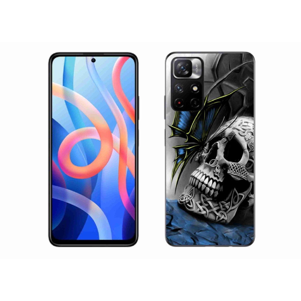 Gélový kryt mmCase na Xiaomi Poco M4 Pro 5G - motýľ a lebka