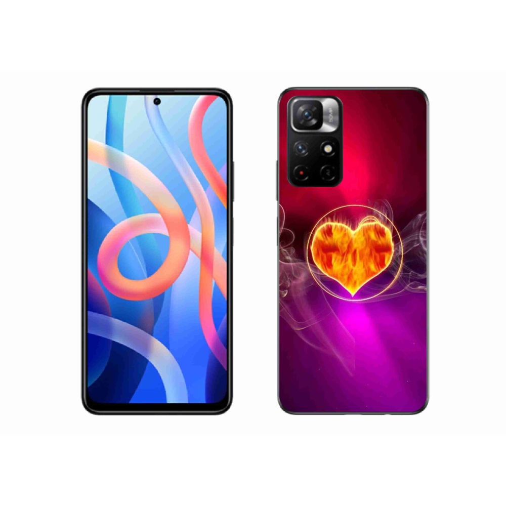 Gélový kryt mmCase na Xiaomi Poco M4 Pro 5G - ohnivé srdce