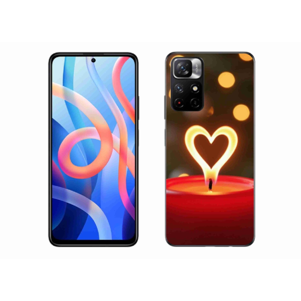 Gélový kryt mmCase na Xiaomi Poco M4 Pro 5G - srdce z plameňa