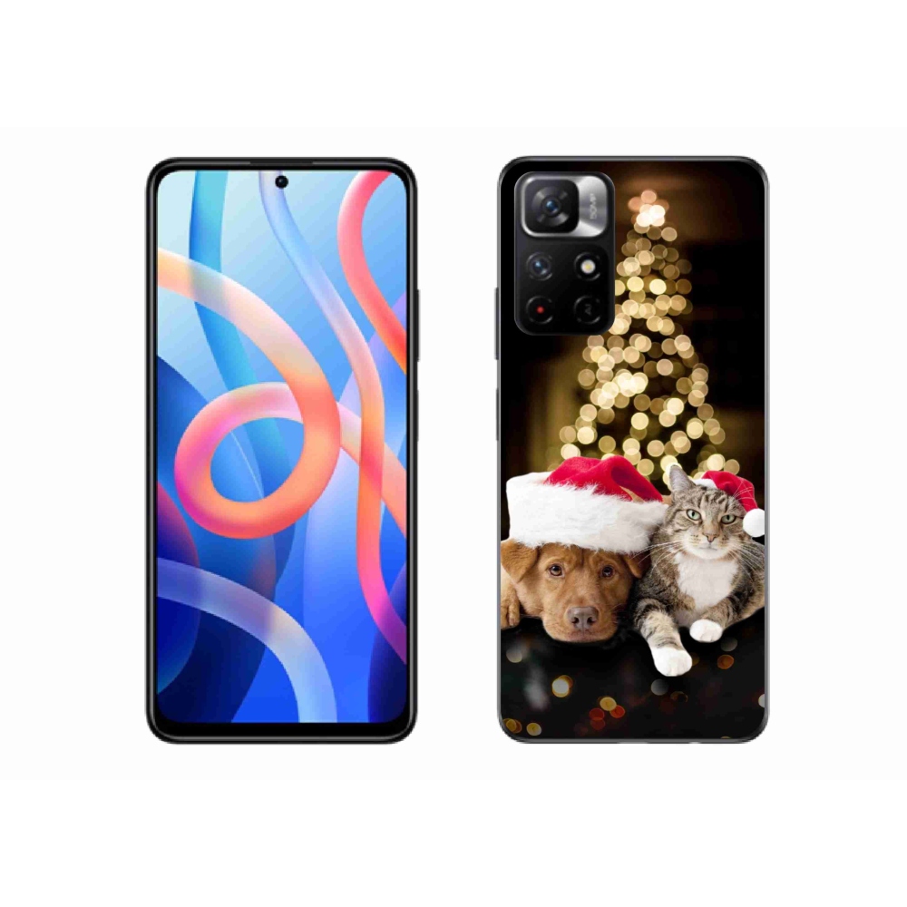 Gélový kryt mmCase na Xiaomi Poco M4 Pro 5G - vianočný pes a mačka