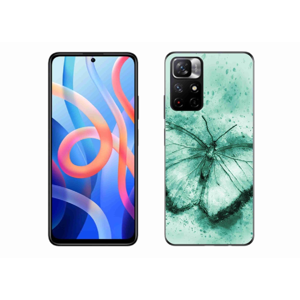 Gélový kryt mmCase na Xiaomi Poco M4 Pro 5G - zelený motýľ