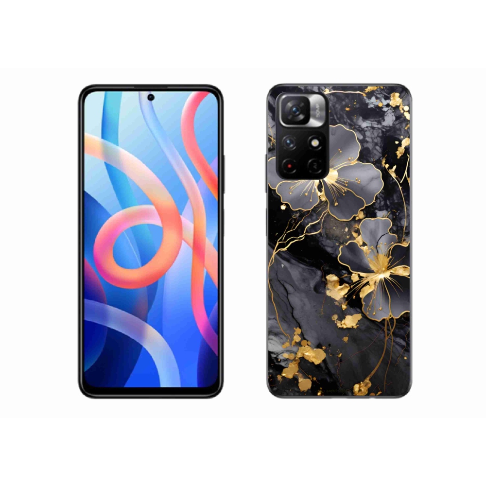 Gélový kryt mmCase na Xiaomi Poco M4 Pro 5G - zlaté kvety