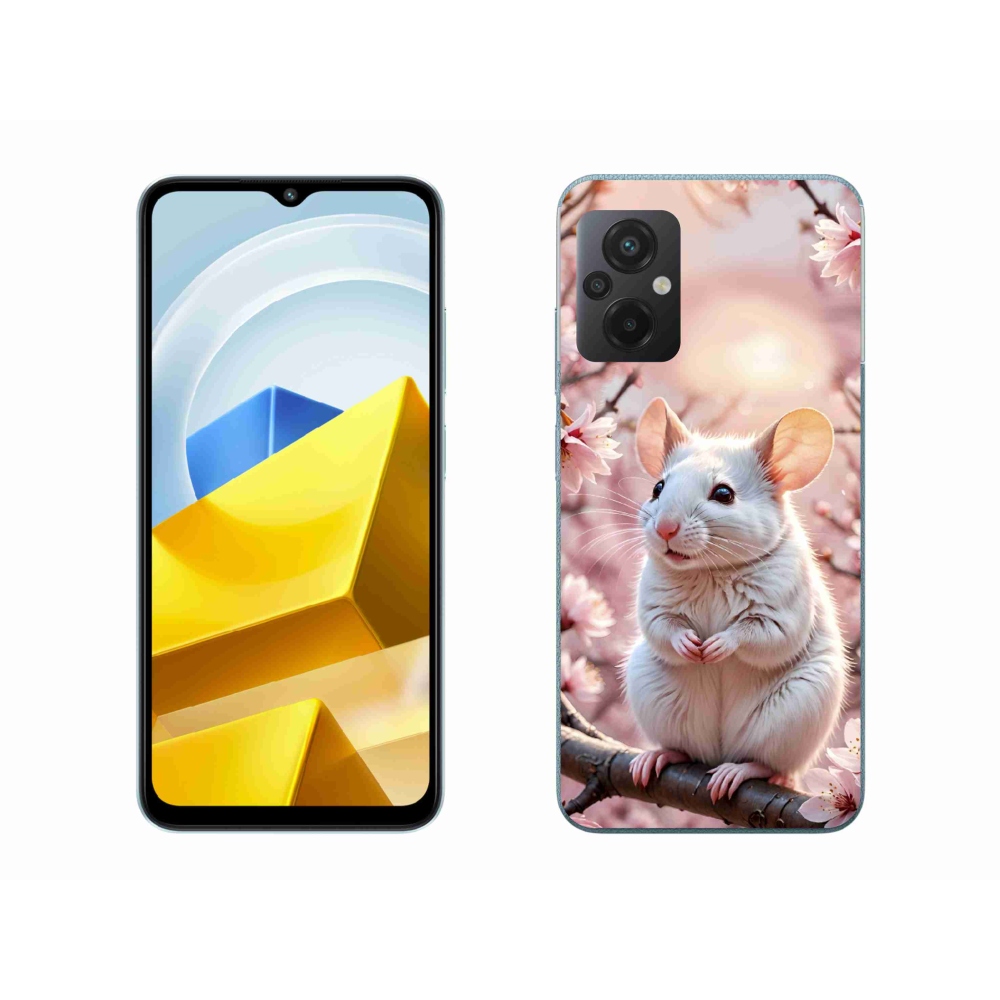 Gélový kryt mmCase na Xiaomi Poco M5 4G - biela myš na vetve