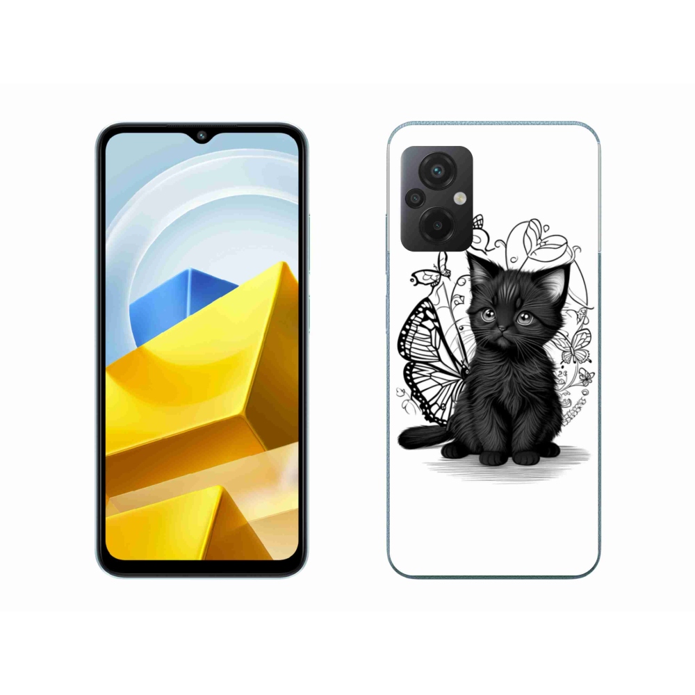 Gélový kryt mmCase na Xiaomi Poco M5 4G - čierne mačiatko