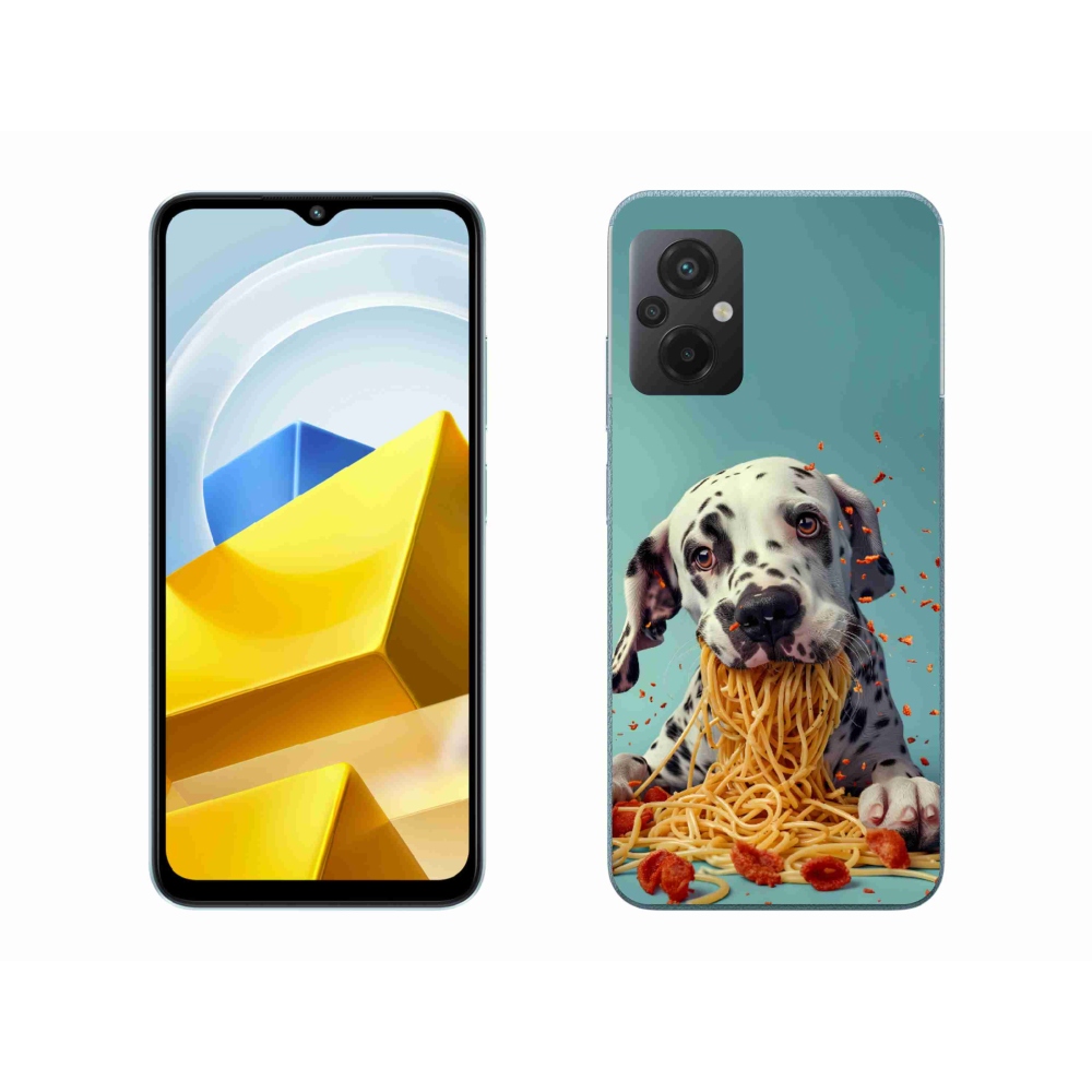 Gélový kryt mmCase na Xiaomi Poco M5 4G - dalmatín a špagety