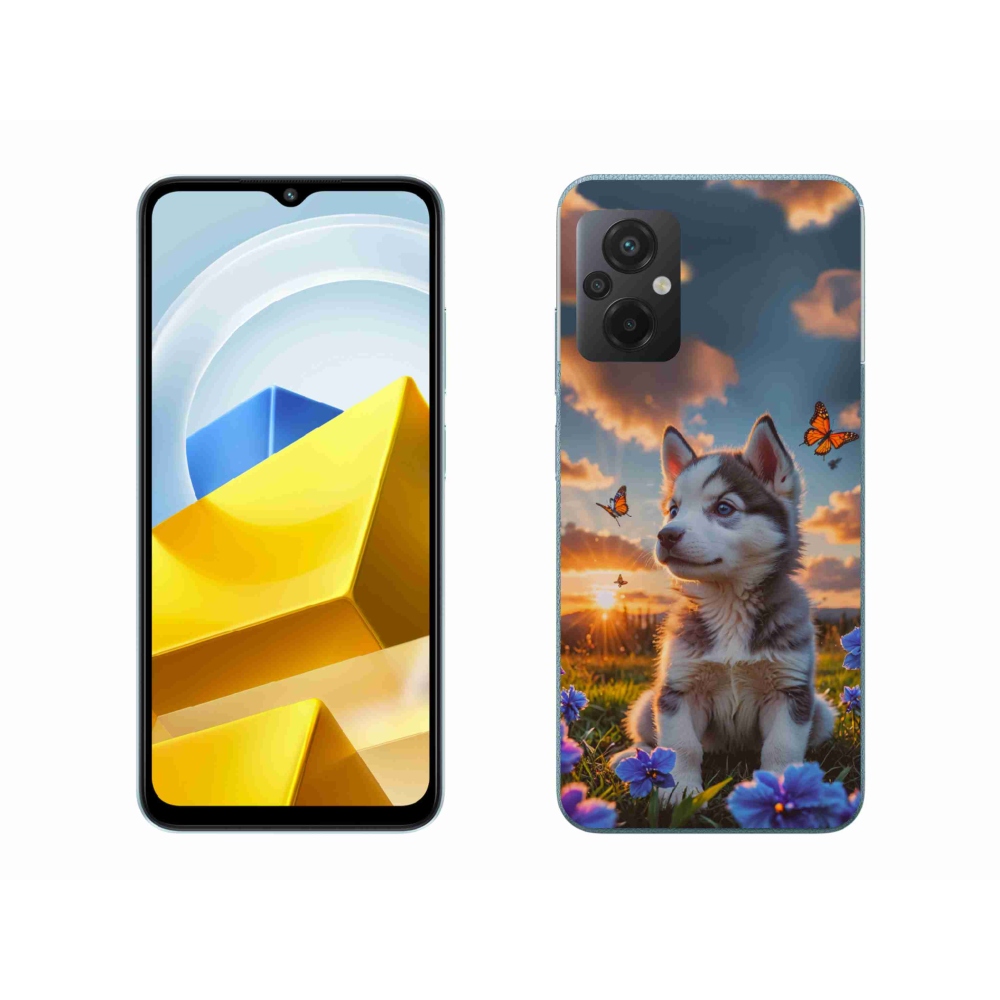 Gélový kryt mmCase na Xiaomi Poco M5 4G - husky pri západe slnka