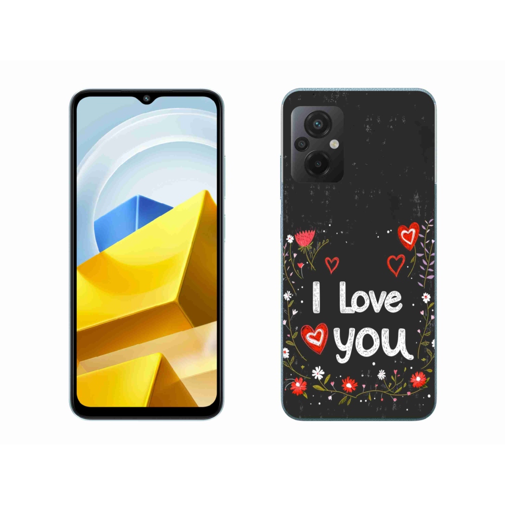 Gélový kryt mmCase na Xiaomi Poco M5 4G - I love you čierne pozadie
