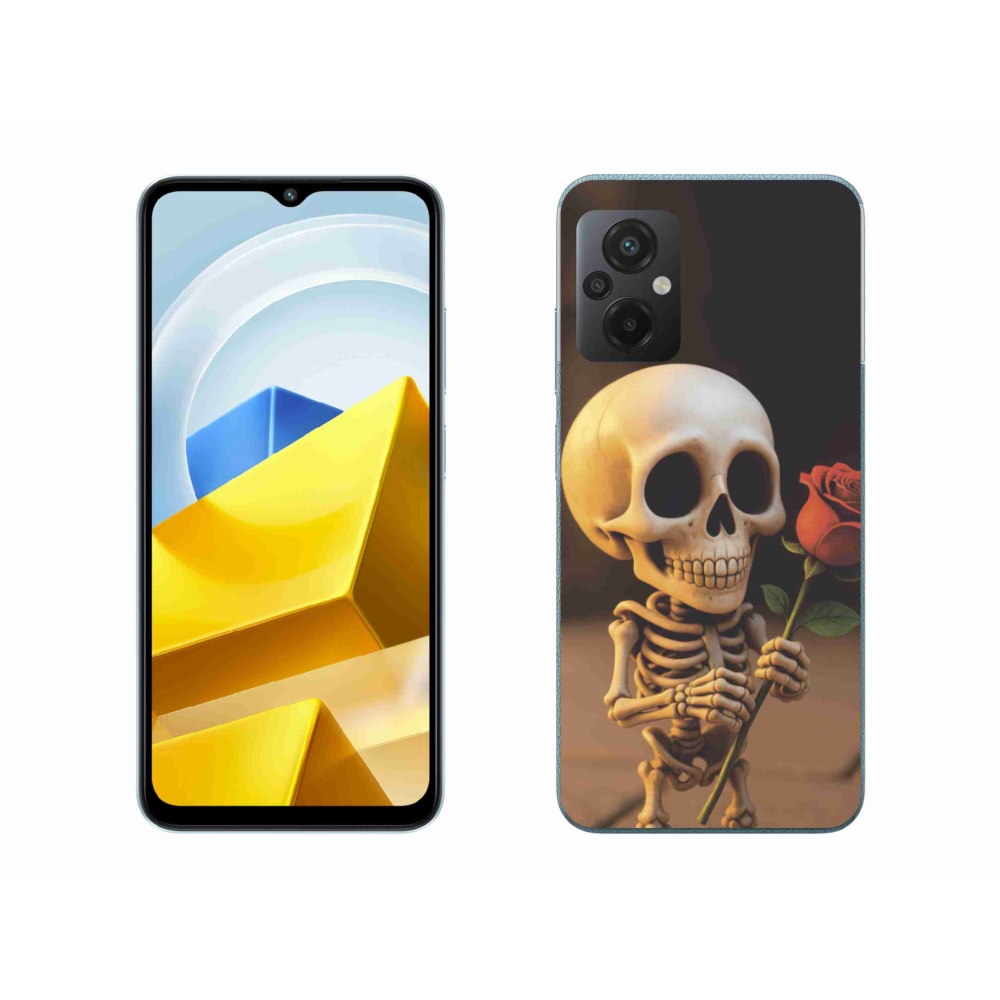 Gélový kryt mmCase na Xiaomi Poco M5 4G - kostlivec s ružou