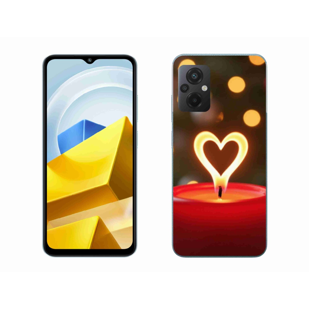 Gélový kryt mmCase na Xiaomi Poco M5 4G - srdce z plameňa