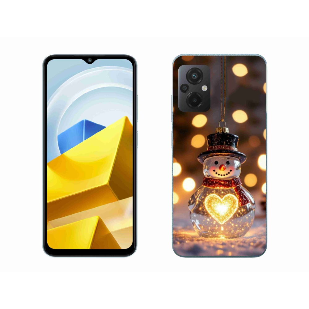 Gélový kryt mmCase na Xiaomi Poco M5 4G - svietiaci vianočný snehuliak